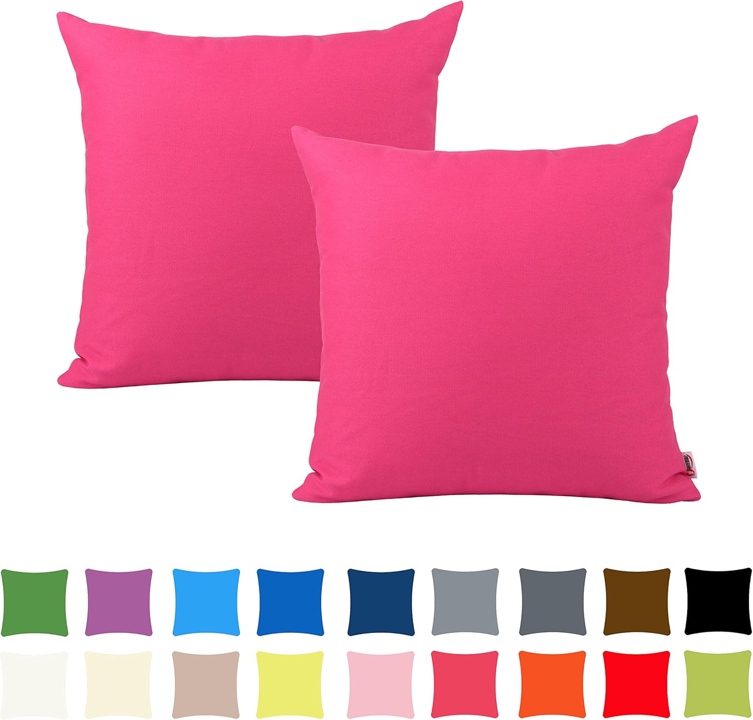 2 件纯色厚棉帆布装饰枕套抱枕套有不同的颜色和尺寸 桃红色 25